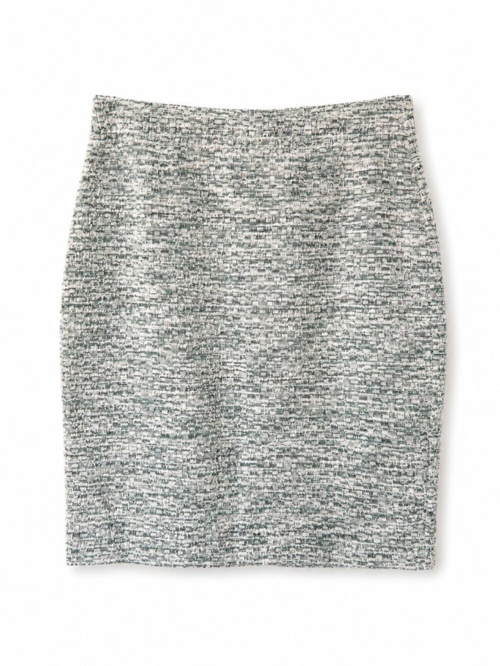 ANN TAYLOR Green Black White Tweed Bouclé Knit Stretch Pencil Skirt Work M EUC - Picture 3 of 7